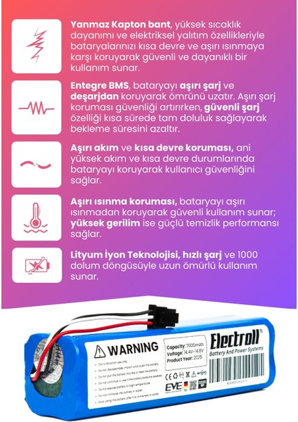 Neabot Nomo Q11 Uyumlu Batarya (MAKSİMUM KAPASİTE) 7000mah Pil Robot Süpürge Bataryası Değişimi