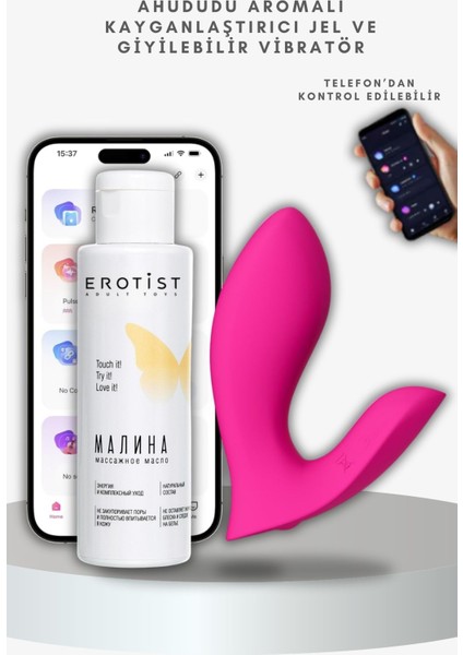 Erotist Ahududu Aromalı Cinsel Jel ve Şarjlı Giyilebilir Telefon Kontrollü Vibratör Seti Le-25 fiyatları