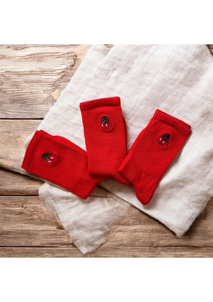 Renkli Tasarım Meyve Nakışlı Socket Unisex Çorap