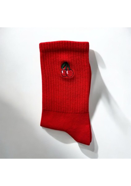 Renkli Tasarım Meyve Nakışlı Socket Unisex Çorap