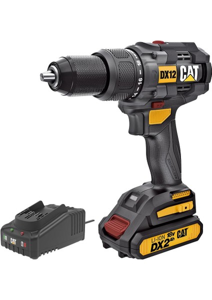Cat DX12BC 18VOLT/2.0AH Li-Ion Tek Akülü Kömürsüz Profesyonel Şarjlı Darbeli Matkap