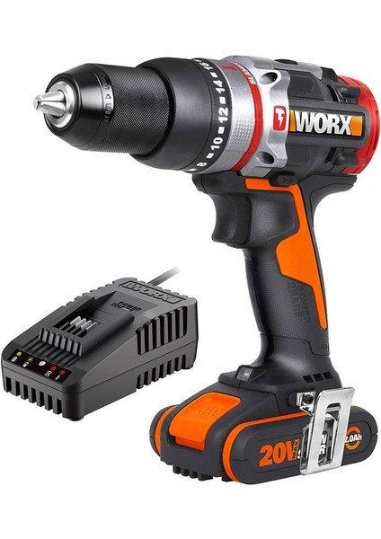 WX354.9C 20VOLT/2.0AH Li-Ion Tek Akülü Kömürsüz Profesyonel Darbeli Şarjlı Matkap