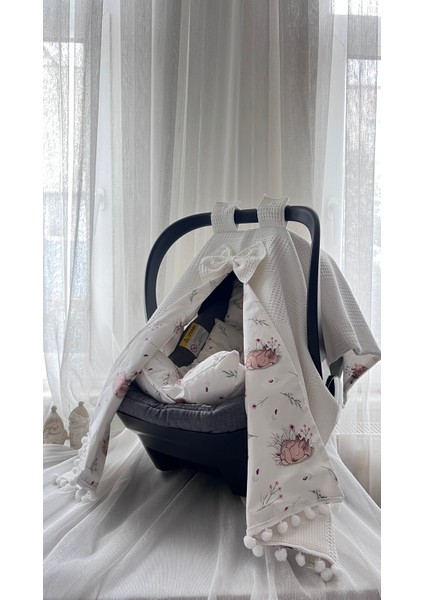Bebek %100 Pamuk Poplin ve Waffle Puset Örtü_ Ceylan Desen