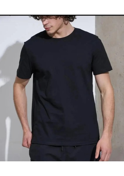 Unisex Oversize Geniş Kesim %100 Pamuk Yumuşak Dokulu Basic Bisiklet Yaka Siyah Tişört fiyatları