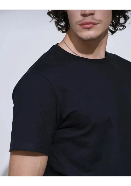 Unisex Oversize Geniş Kesim %100 Pamuk Yumuşak Dokulu Basic Bisiklet Yaka Siyah Tişört modelleri