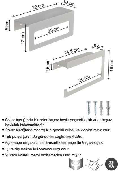 Duvara Monte Havluluk ve Peçetelik – Modern ve Dayanıklı 2'li Set Mutfak&banyo Düzenleyici fırsatları