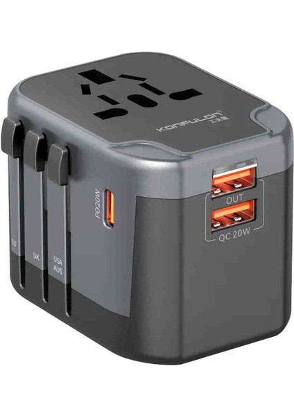 Trend Evrensel Adaptör Uyumlu Abd/ab/ingiltere/au Fiş Desteği Qc & Pd 20W Sayahat Için Hızlı Şarj