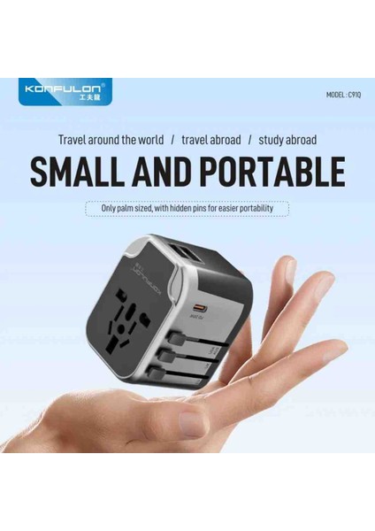 Trend Evrensel Adaptör Uyumlu Abd/ab/ingiltere/au Fiş Desteği Qc & Pd 20W Sayahat Için Hızlı Şarj indirimleri