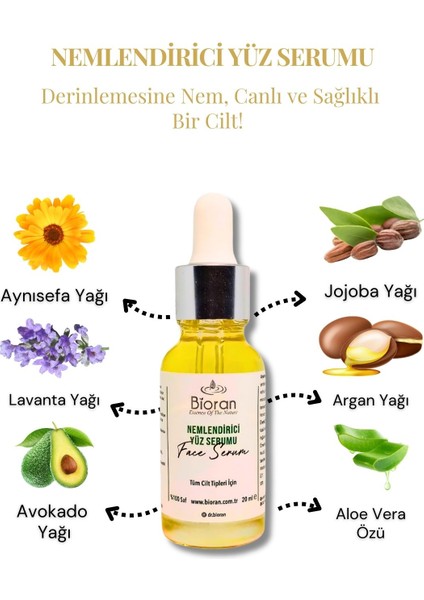 Nemlendirici Yüz Serumu - 20 ml | Saf ve Doğal Cilt Bakımı