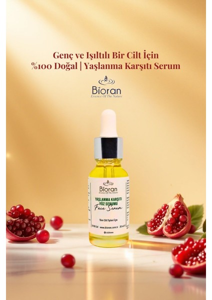Yaşlanma Karşıtı Yüz Serumu %100 Saf ve Doğal İçerikli 20 ml.