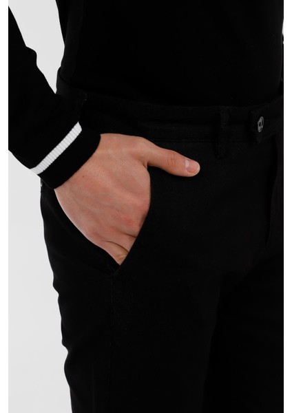 Siyah Slim Fit Chino Pantolon fırsatları