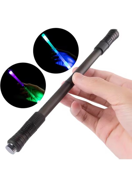LightDance 7 Renkli LED Işıklı Döner Kalem - Çocuklar için Eğlenceli ve Eğitici Spinner Kalem 22 cm x 1.6 cm Kaymaz Polipropilen