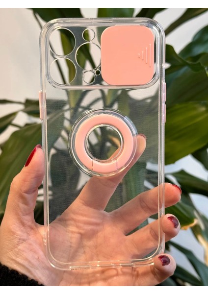 iPhone 13 Pro Max Şeffaf Pembe Kamera Korumalı Silikon Kılıf