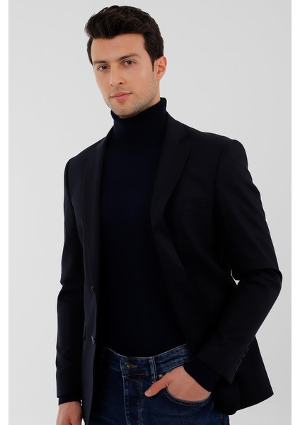 Lacivert Mono Yaka 2 Düğme Çift Yırtmaç Ceket fiyatları