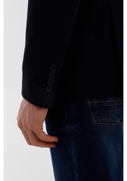 Lacivert Mono Yaka 2 Düğme Çift Yırtmaç Ceket fırsatları