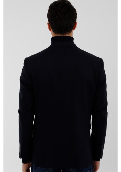 Lacivert Mono Yaka 2 Düğme Çift Yırtmaç Ceket indirimleri