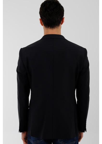 Lacivert Mono Yaka 2 Düğme Çift Yırtmaç Ceket fırsatları