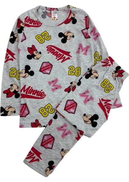 Kız Çocuk Pamuklu Mevsimlik Gri Renk Uzun Kollu Pijama Takımı modelleri
