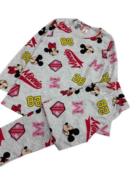 Kız Çocuk Pamuklu Mevsimlik Gri Renk Uzun Kollu Pijama Takımı fırsatları