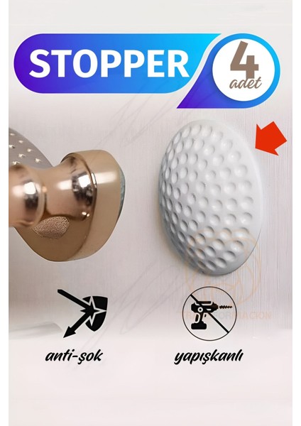Kapı Stopperi Golf Topu Model Kapı Çarpma Önleyici 4 Adet