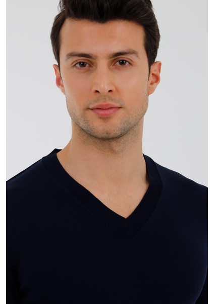 Lacivert V Yaka Triko Kazak fiyatları