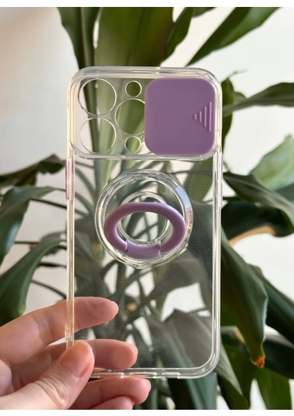 iPhone 13 Pro Şeffaf Ve Mor Detaylı Silikon Kılıf