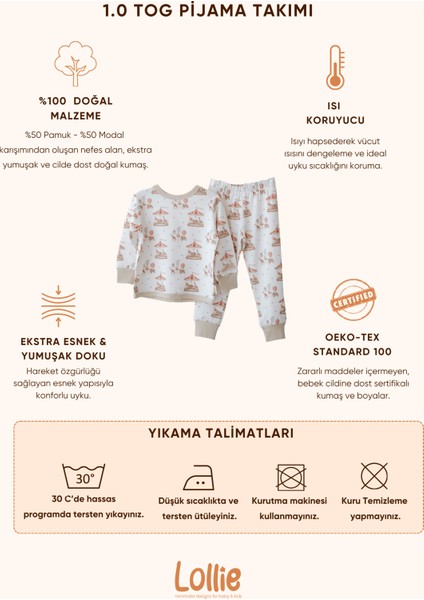 Bebek Çocuk Pijama Takımı 1.0 Tog, Modal & Pamuk - Dinozorlar