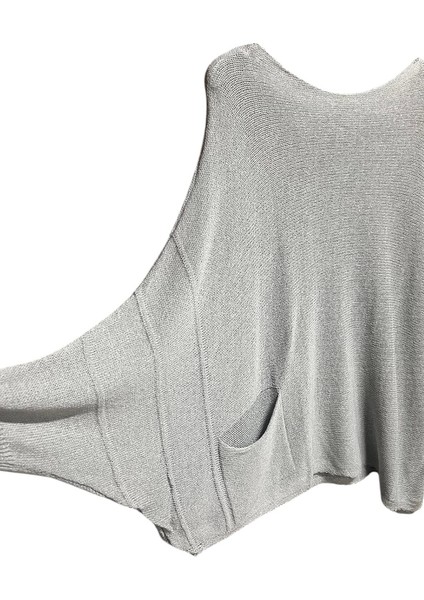 Merserize Oversize Asimetrik Tek Cepli Triko-Gri modelleri