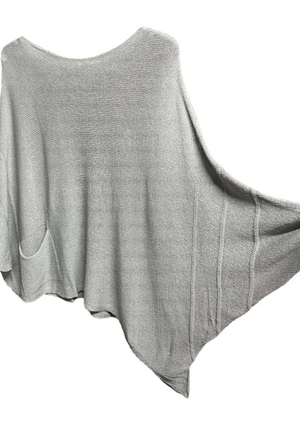 Merserize Oversize Asimetrik Tek Cepli Triko-Gri fırsatları