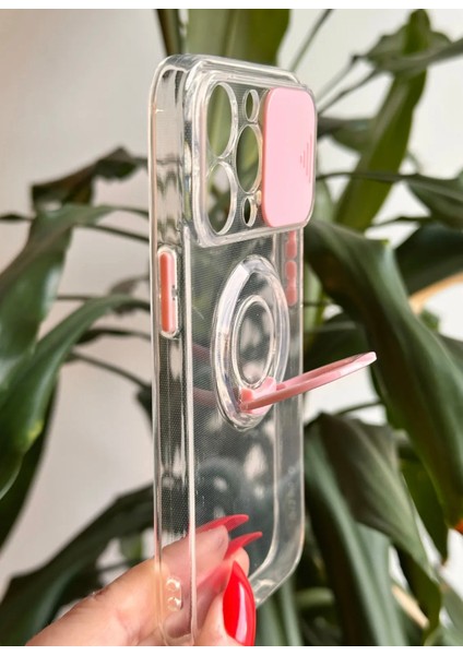 iPhone 13 Pro Şeffaf Ve Pembe Detaylı Silikon Kılıf fırsatları