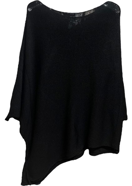 Merserize Oversize Asimetrik Tek Cepli Triko-Siyah fırsatları