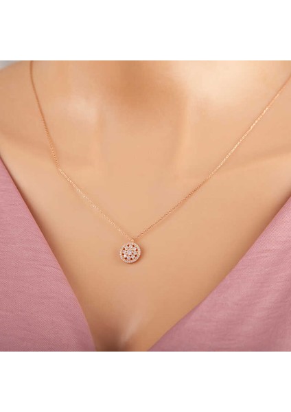 925 Ayar Gümüş Rose Çiçek Kadın Gümüş Kolye