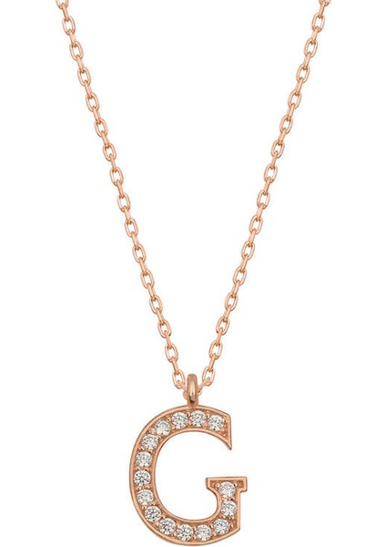 925 Ayar Gümüş Rose G Harfi Kadın Gümüş Kolye