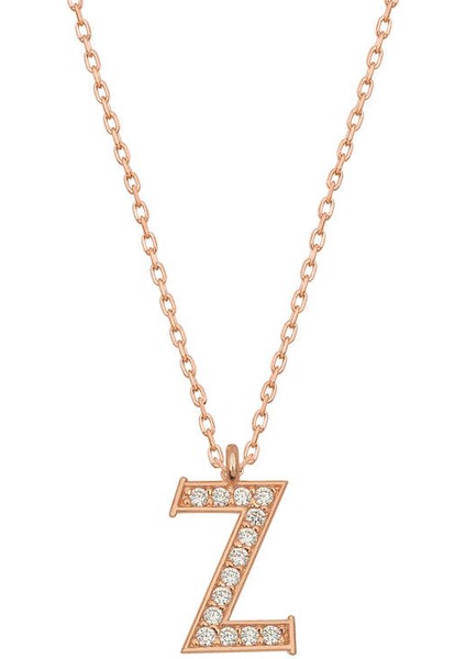 925 Ayar Gümüş Rose Z Harfi Kadın Gümüş Kolye