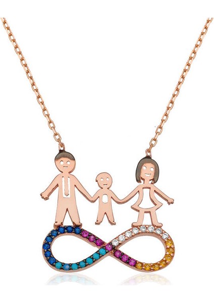 925 Ayar Gümüş Sonsuzluk Aile Kadın Gümüş Kolye