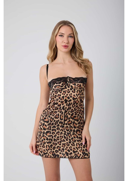 Saten Gecelik Leopar