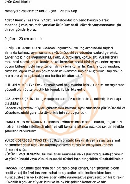 Erkek Kaş Şekillendirme Tüy Alma Jileti 2 Adet indirimleri