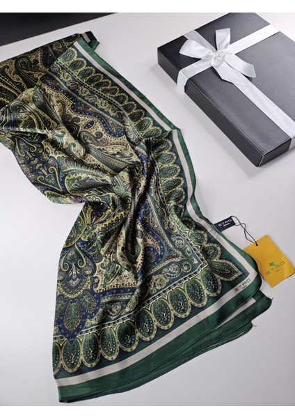 Etro Vual Ipek Şal Şal Desen Yeşil