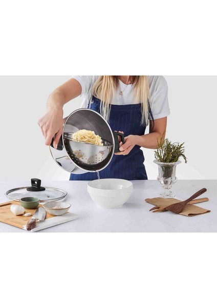 Mutfaksever Indüksiyon Tabanlı Çelik Makarna Tenceresi 24 Cm