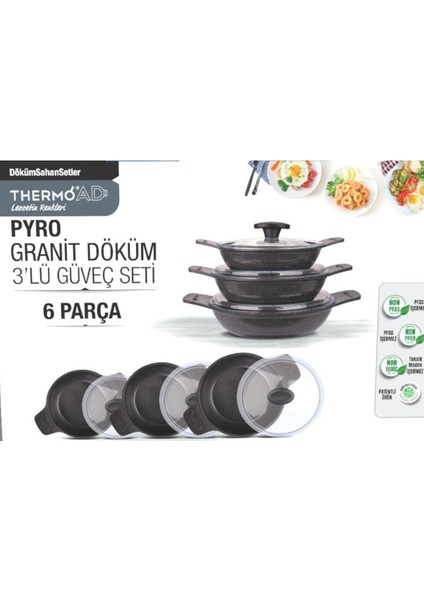 Güveç 3 Lü Sahan Set Kapaklı