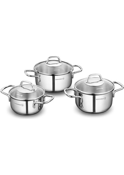 Kor Perla Jr. Çelik Tencere Seti 20 cm Gri Isıya Dayanıklı 6 Parça