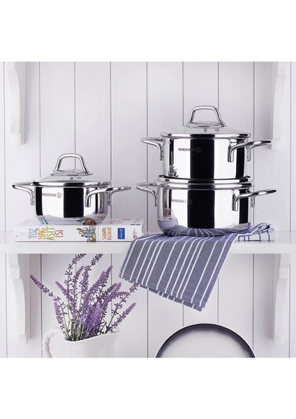 Kor Perla Jr. Çelik Tencere Seti 20 cm Gri Isıya Dayanıklı 6 Parça modelleri