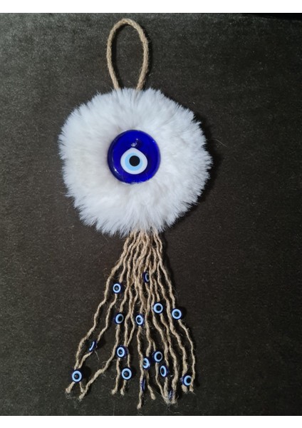 Beyaz Pelüş Dekoratif Nazarsüsü Ev ve Ofis Için Şık Modern Bohem Nazar Boncuklu Duvar Süsü Aksesuar modelleri