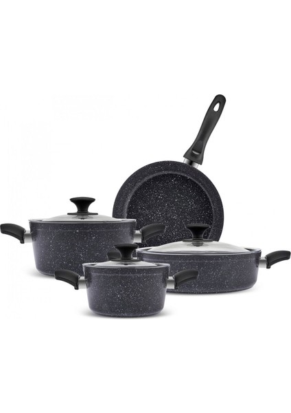 Defne Biogranit V2 7 Parça Tencere Seti Black