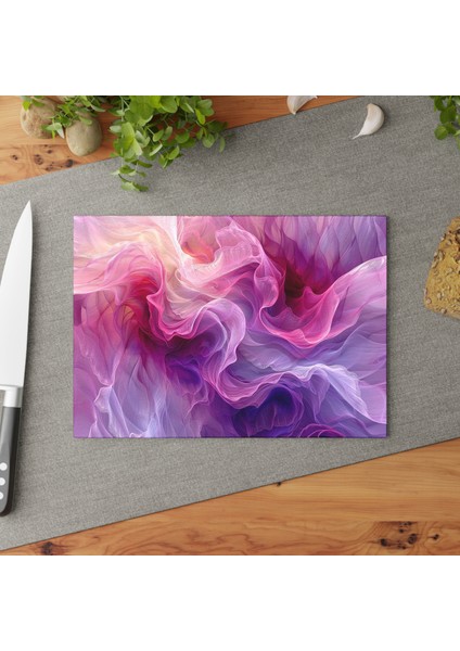 Minimalist Doku Tasarımlı Temperli Cam Kesme Tahtası - Şık ve Dayanıklı