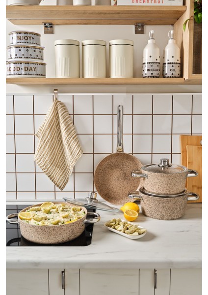 Biogranit Nare 7 Parça Tencere Seti Wood