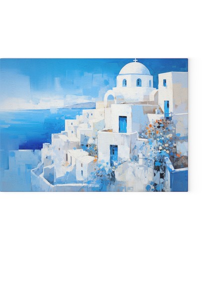 Santorini Cam Kesme Tahtası - Şık Tasarım, Çizilmez, Kaymaz Yüzey - Kolay Temizlenen fiyatları
