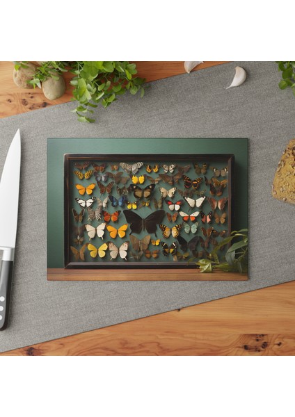 Minimalist Sanat Tasarımlı Cam Kesme Tahtası - Şık, Temperli, Kaymaz Yüzeyli, Çizilmez