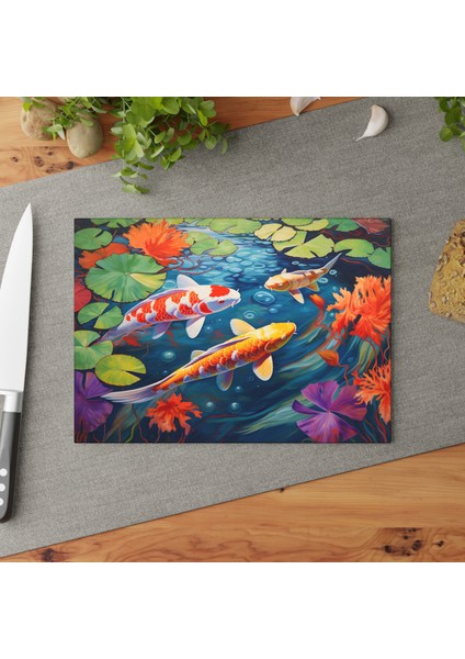 Kaymaz Yüzeyli Şık Temperli Cam Kesme Tahtası - Çizilmez ve Temizlemesi Kolay