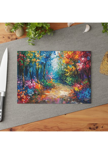 Şık Temperli Cam Kesme Tahtası - Kaymaz Yüzey, Çizilmez, Kolay Temizlenebilir - Canlı Cam